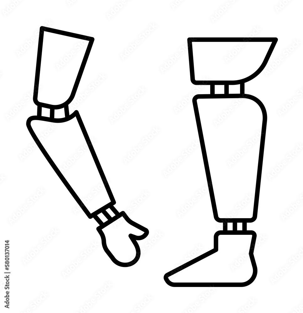 Poster arms leg prosthetics icon. simple line outline orthopedics icons for ui and ux website or mobile app