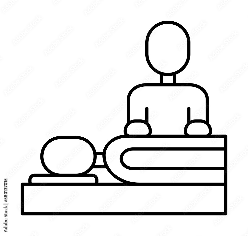 Aufkleber masseur patient icon. simple line outline orthopedics icons for ui and ux website or mobile applicat