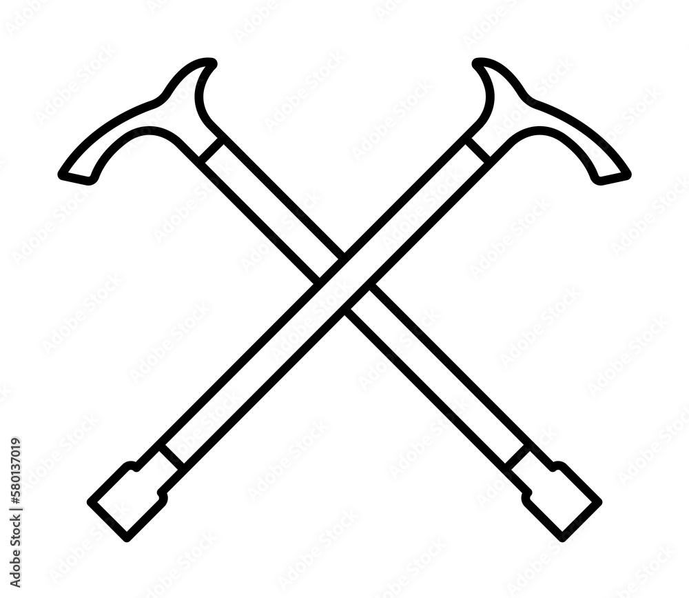 Poster accessibility crutches disability icon. simple line outline orthopedics icons for ui and ux website 