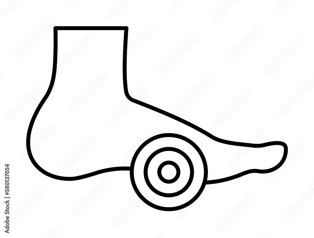 Poster element foot heel pain icon. simple line outline orthopedics icons for ui and ux website or mobile a