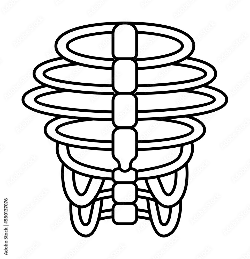 Poster ribs skeleton thorax tones icon. simple line outline orthopedics icons for ui and ux website or mobi