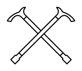 Accessibility crutches disability icon. Simple line outline orthopedics icons for ui and ux website or mobile application on white background