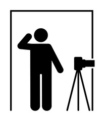 Photographer, shooting, camera, working pictogram icon. Element of photographer pictogram icon on white background