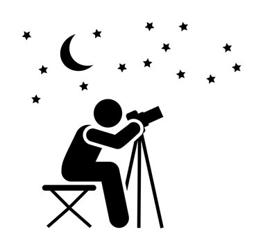 Gazer, night, star, night, photography pictogram icon. Element of photographer pictogram icon on white background