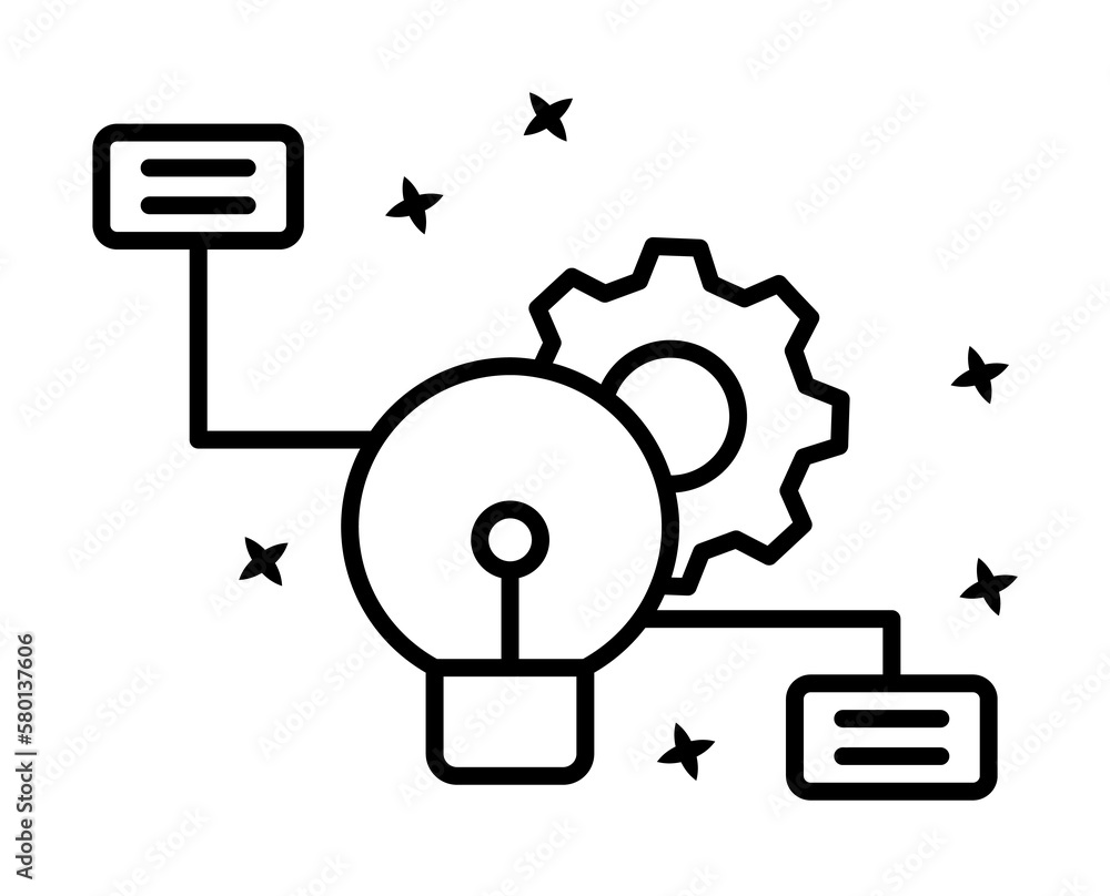 Aufkleber project gear idea diagram icon. simple line, outline of project management icons for ui and ux, webs