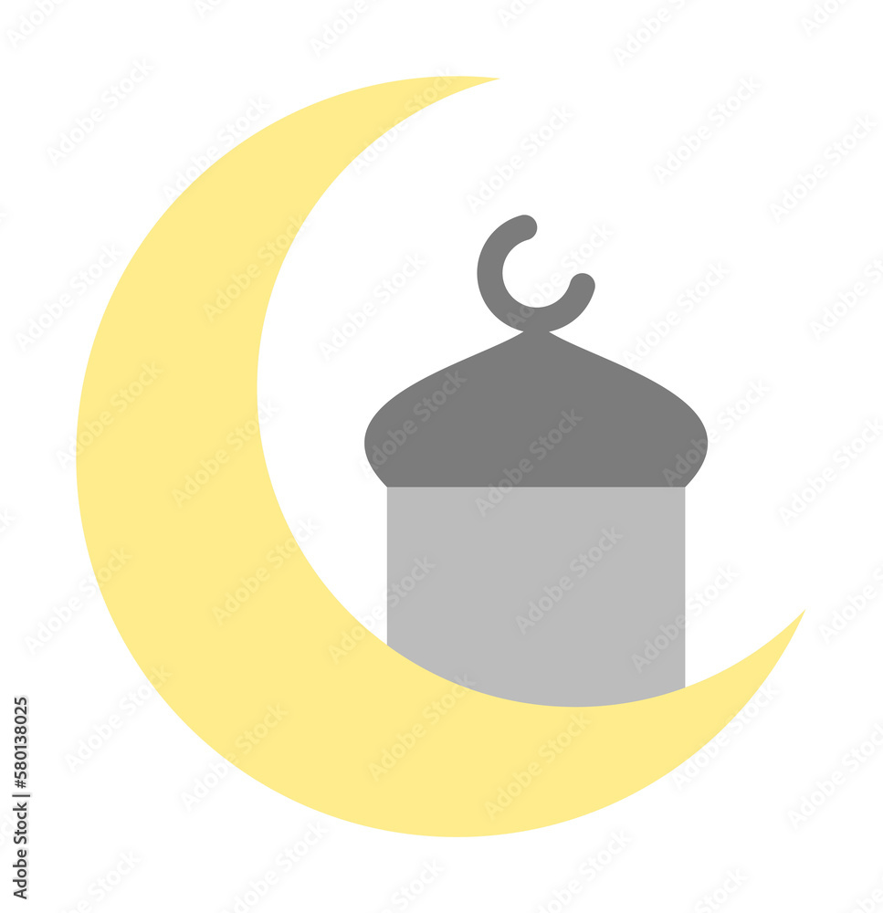 Poster moon mosque ramadan icon. simple color elements of islam icons for ui and ux, website or mobile appl