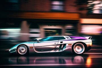 Obraz na płótnie Canvas Sport car moved on street. AI generated illustration