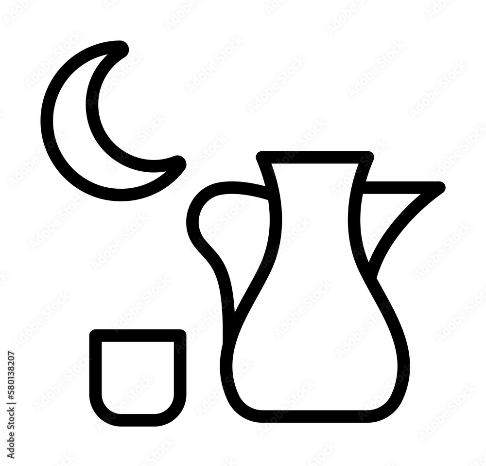 Poster sparrow water moon ramadan icon. simple line elements of islam icons for ui and ux, website or mobil