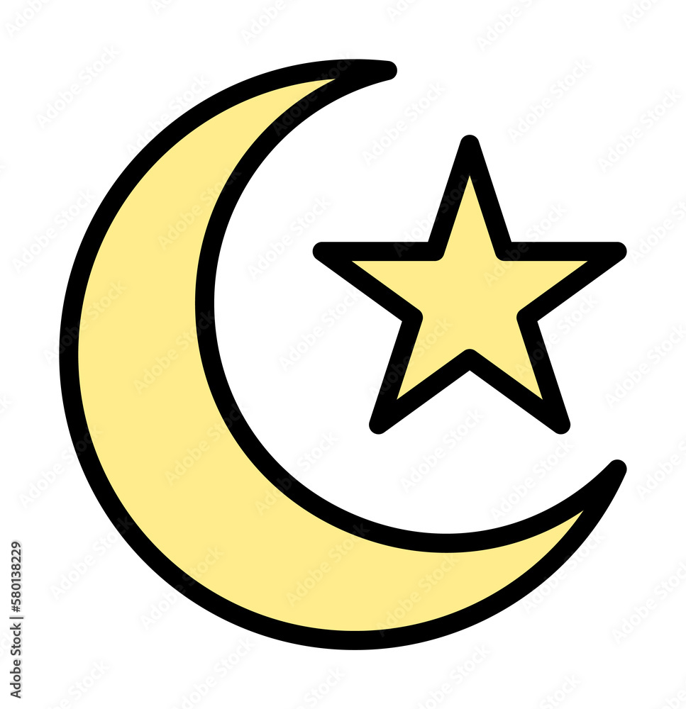 Poster moon star ramadan icon. simple outline color elements of islam icons for ui and ux, website or mobil