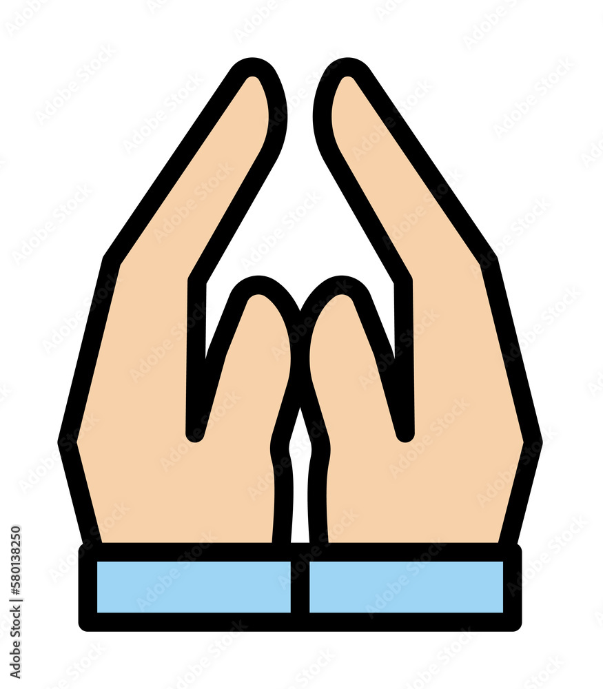 Poster paying hands ramadan icon. simple outline color elements of islam icons for ui and ux, website or mo