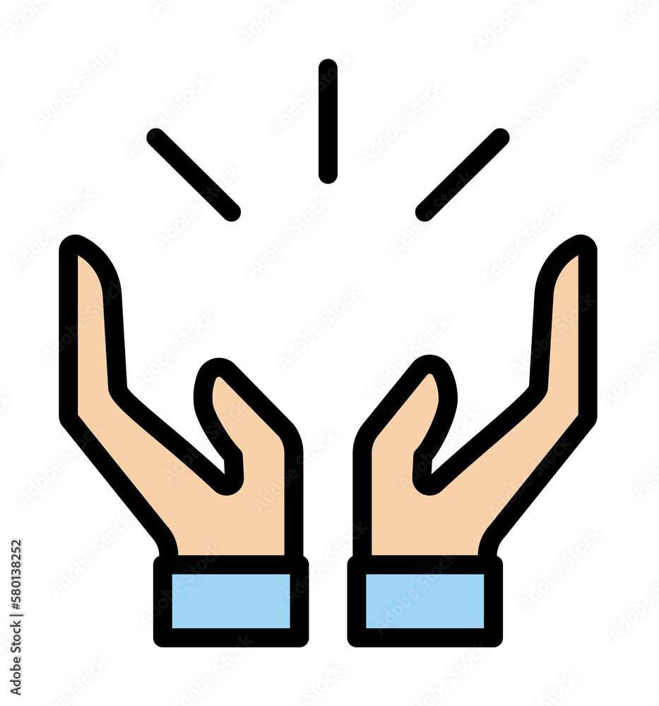 Aufkleber paying hands ramadan icon. simple outline color elements of islam icons for ui and ux, website or mo