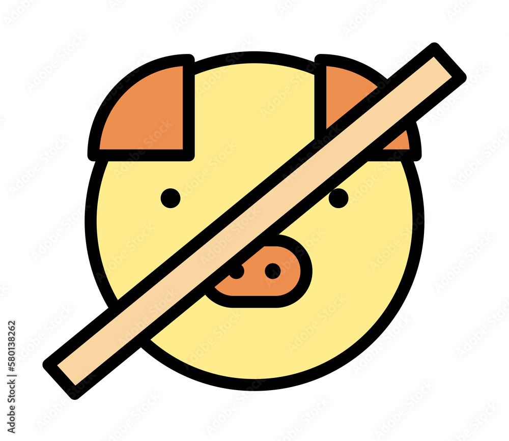 Poster no pig haram ramadan icon. simple outline color elements of islam icons for ui and ux, website or mo
