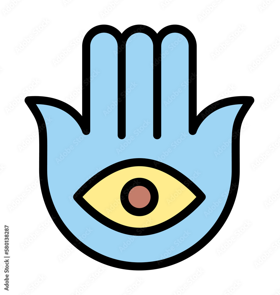 Poster hamsa ramadan icon. simple outline color elements of islam icons for ui and ux, website or mobile ap