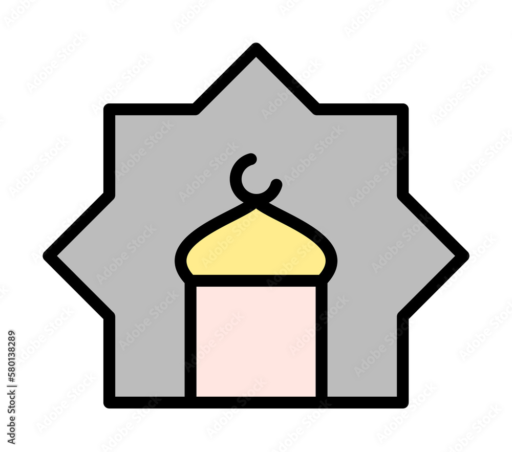 Poster mosque ramadan icon. simple outline color elements of islam icons for ui and ux, website or mobile a