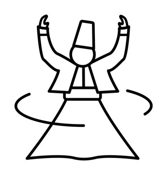 whirling dervish black line art clip art preview