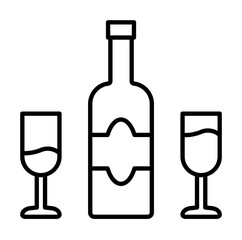 Wine and glass icon. Simple line, outline religion icons for ui and ux, website or mobile application on white background
