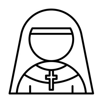 recommend clip art: Nun Christianity icon. Simple line, outline religion icons for ui and ux, website or mobile application on white background
