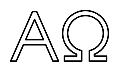 Alpha and Omega, Christianity icon. Simple line, outline religion icons for ui and ux, website or mobile application on white background