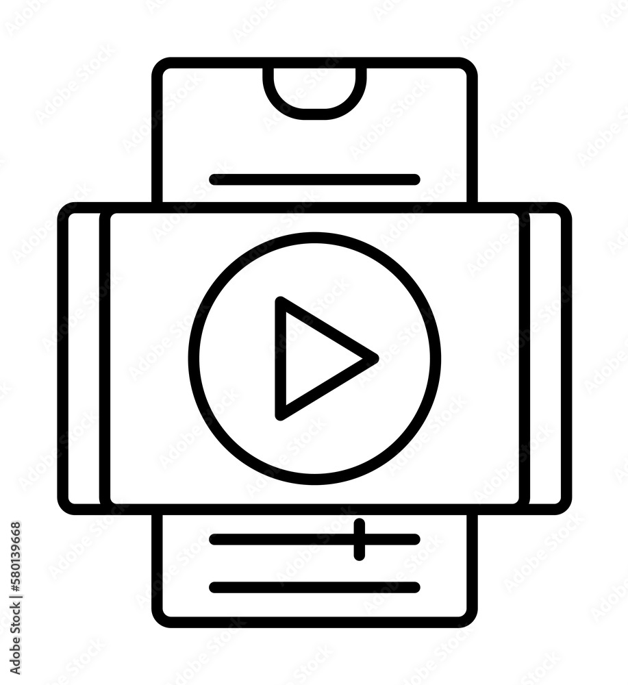 Aufkleber smartphone video play icon. simple line, outline of phone application icons for ui and ux, website o