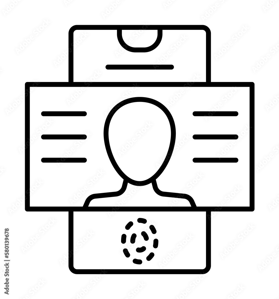 Aufkleber smartphone face id icon. simple line, outline of phone application icons for ui and ux, website or m