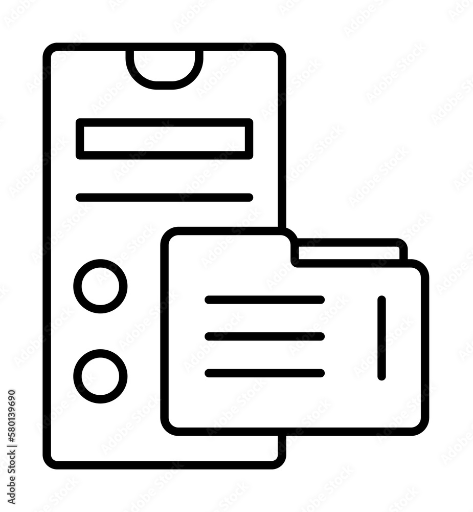 Poster smartphone file folder icon. simple line, outline of phone application icons for ui and ux, website 