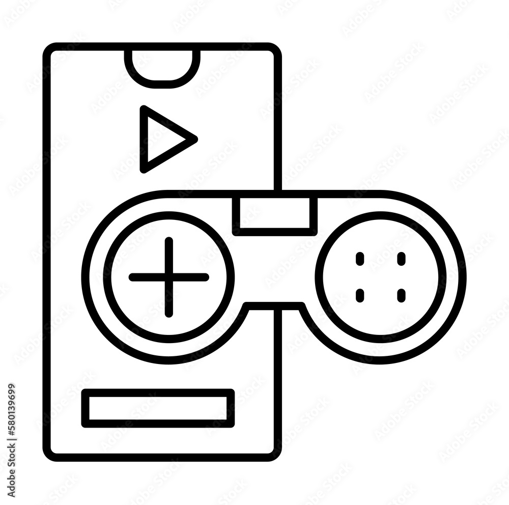 Poster smartphone game icon. simple line, outline of phone application icons for ui and ux, website or mobi