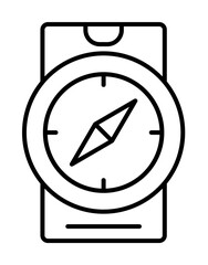 Smartphone compass icon. Simple line, outline of phone application icons for ui and ux, website or mobile application on white background
