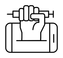 Addiction, smartphone, syringe icon. Element of social addict icon on white background
