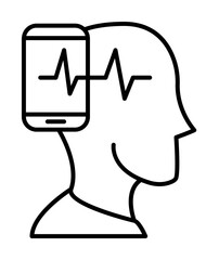 Man, smartphone, pulse icon. Element of social addict icon on white background