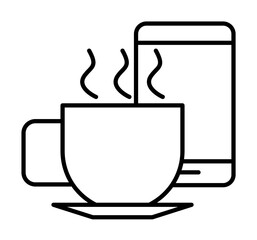 Coffee, smartphone icon. Element of social addict icon on white background