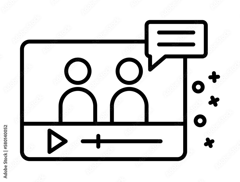 Poster web video page bubble icon. element of streaming icon on white background