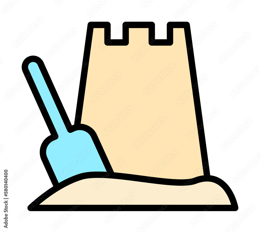 Poster sand, tower icon. simple color with outline elements of vacation icons for ui and ux, website or mob