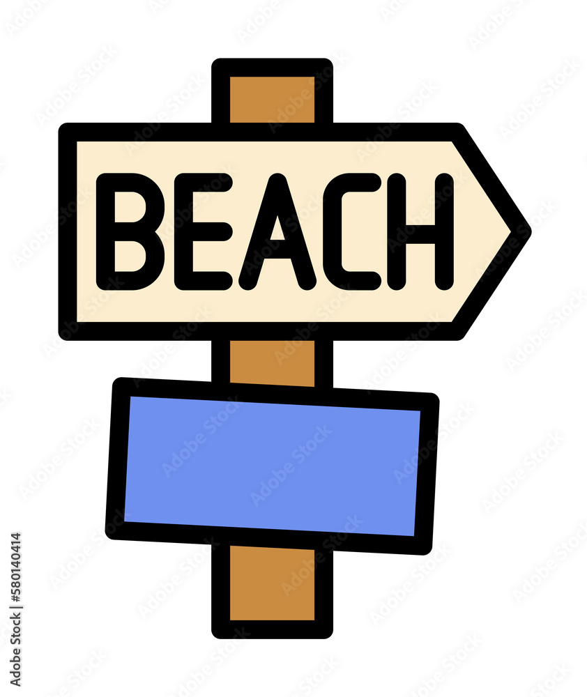 Poster signboard, beach icon. simple color with outline elements of vacation icons for ui and ux, website o