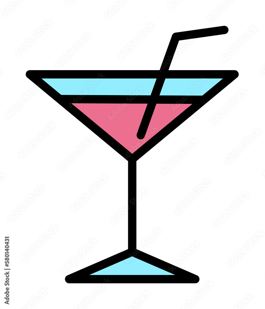 Poster cocktail, drink icon. simple color with outline elements of vacation icons for ui and ux, website or