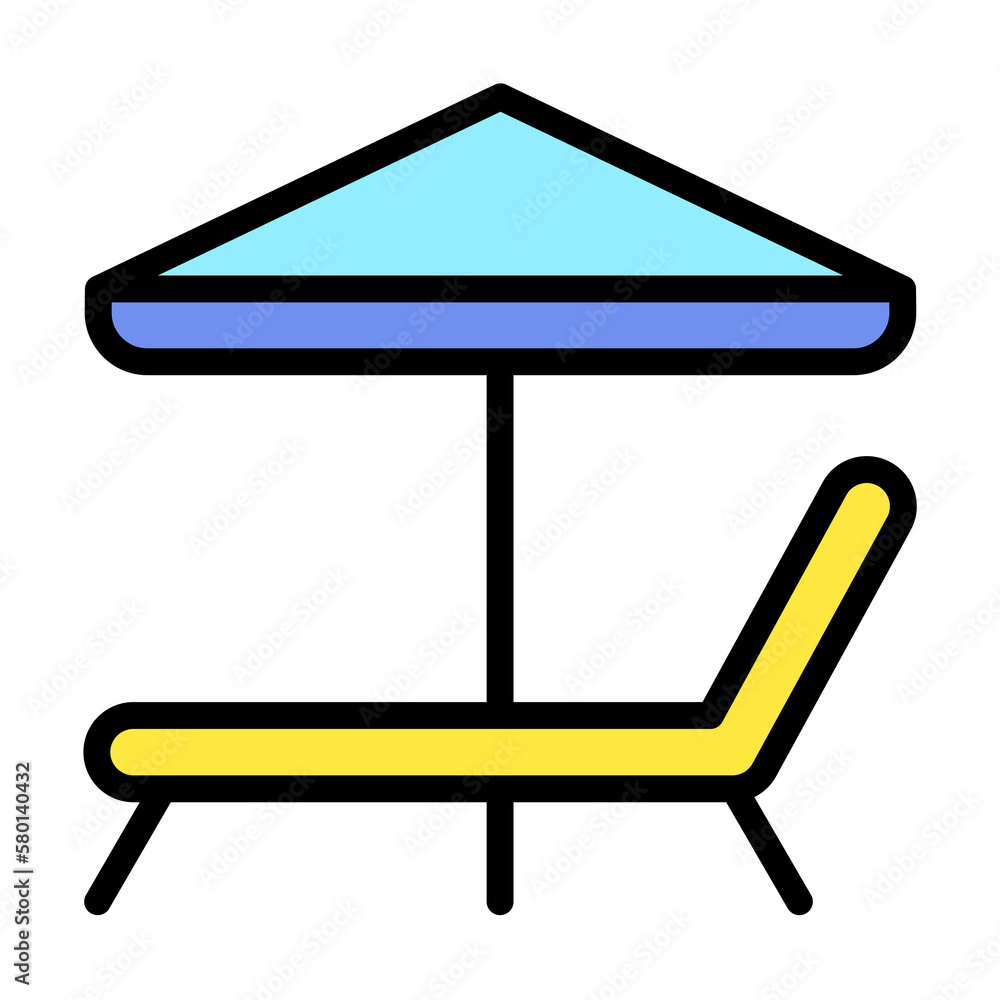 Poster lounger, umbrella icon. simple color with outline elements of vacation icons for ui and ux, website 