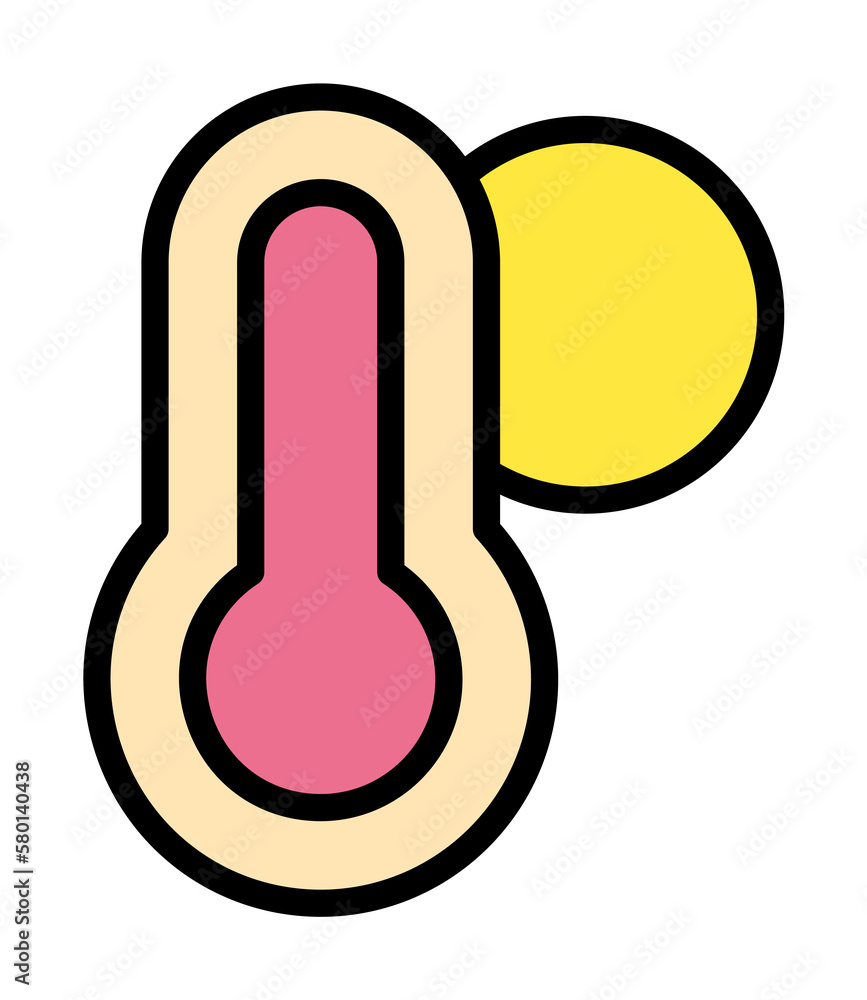 Aufkleber thermometer, sun icon. simple color with outline elements of vacation icons for ui and ux, website o