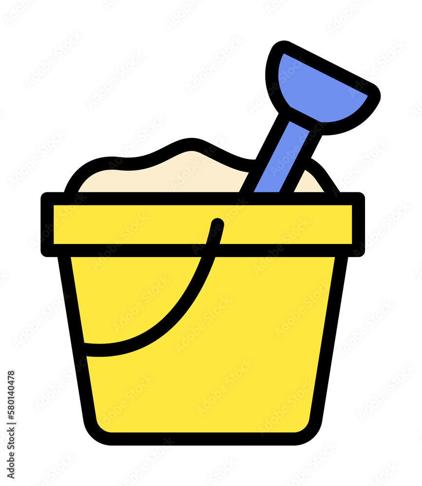 Poster sand, bucket icon. simple color with outline elements of vacation icons for ui and ux, website or mo