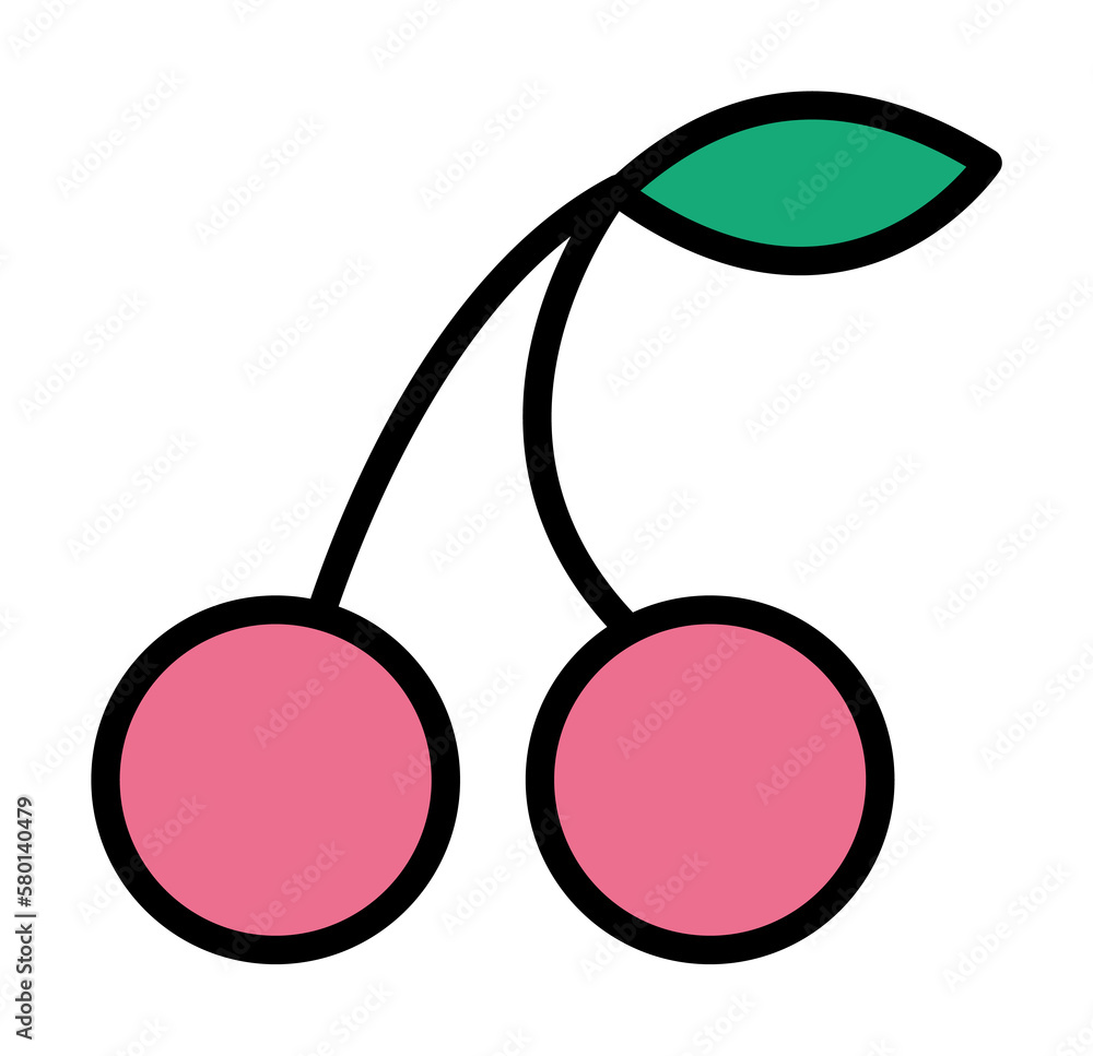 Poster cherry, berry icon. simple color with outline elements of vacation icons for ui and ux, website or m