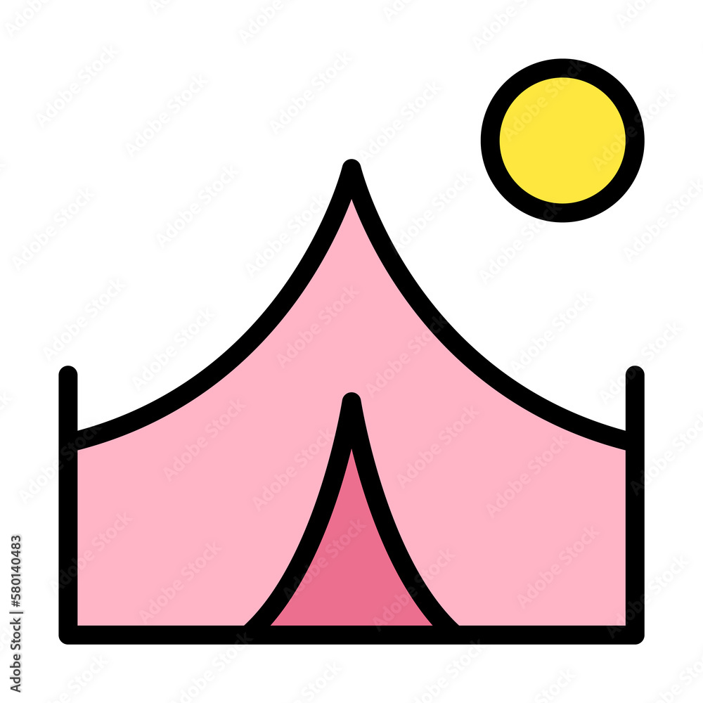 Poster tent, sun icon. simple color with outline elements of vacation icons for ui and ux, website or mobil