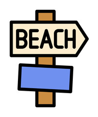 Signboard, beach icon. Simple color with outline elements of vacation icons for ui and ux, website or mobile application on white background