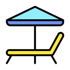 Lounger, umbrella icon. Simple color with outline elements of vacation icons for ui and ux, website or mobile application on white background