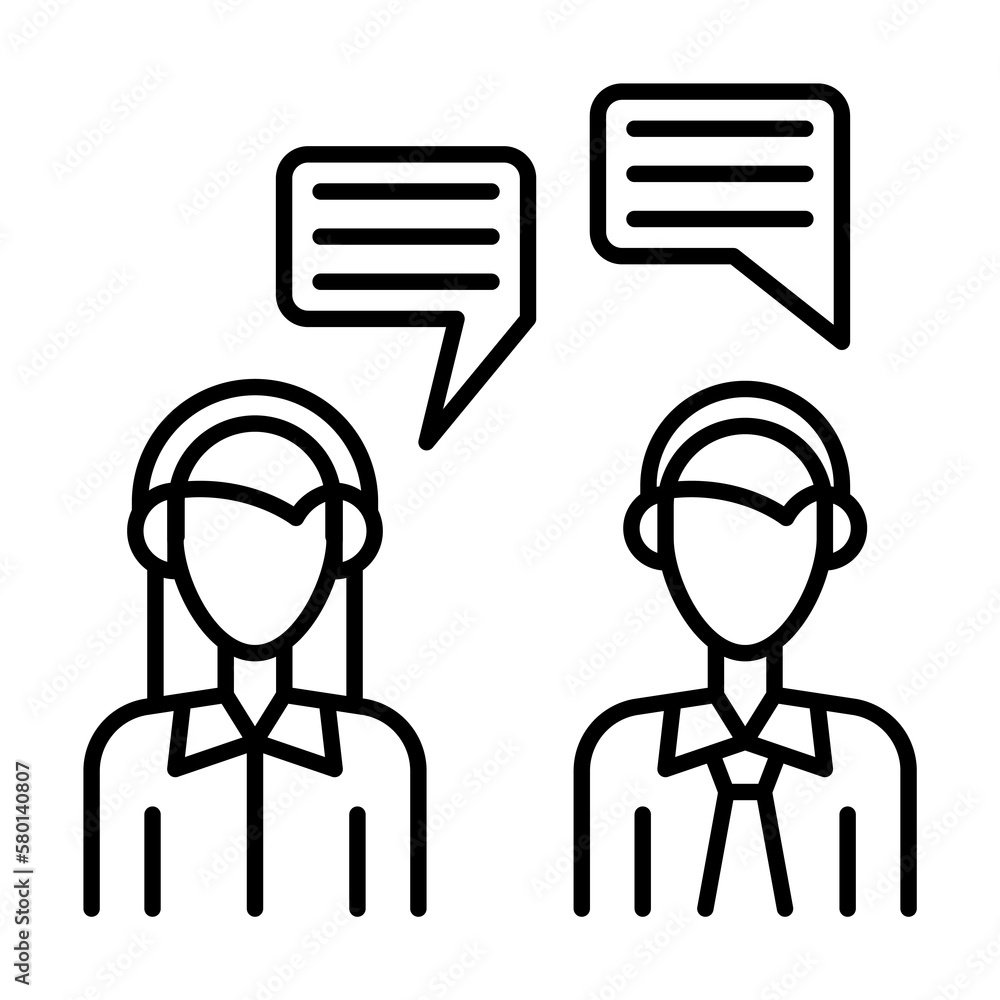Aufkleber dispatcher, speech, call center icon. simple line, outline elements of teamwork for ui and ux, websi