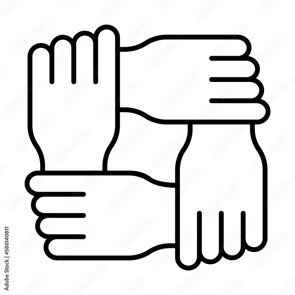 Poster hands, teamwork icon. simple line, outline elements of teamwork for ui and ux, website or mobile app