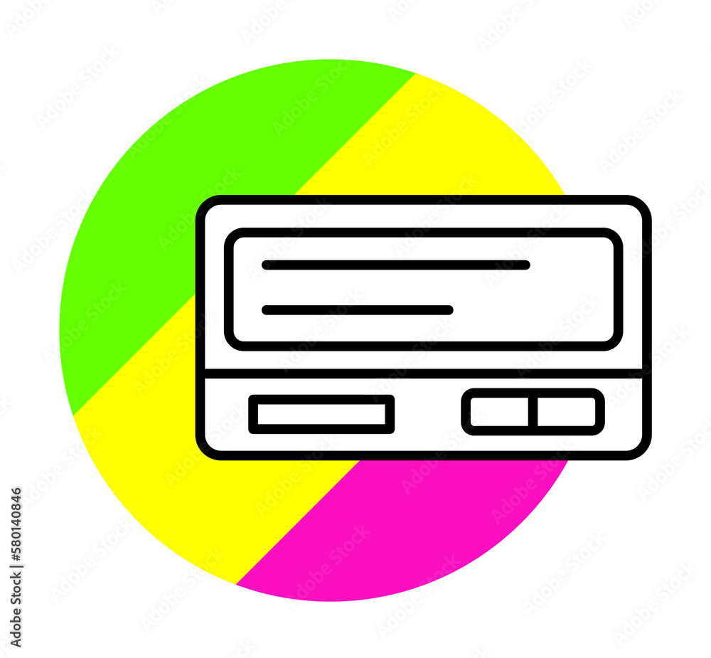 Poster pager technology icon. simple line, outline in color circle of retro 90s style icons for ui and ux, 
