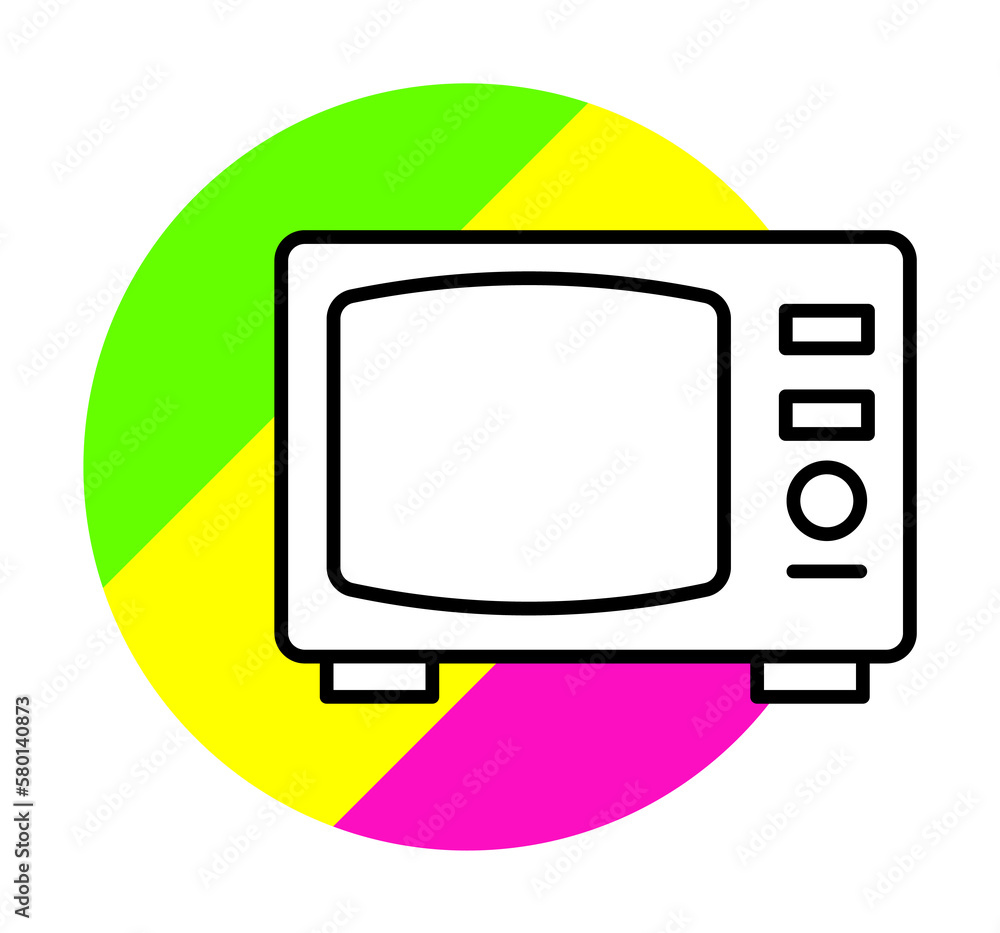 Aufkleber television technology icon. simple line, outline in color circle of retro 90s style icons for ui and