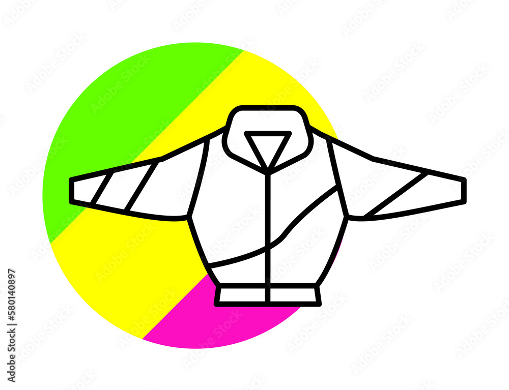 Poster jacket the 90s icon. simple line, outline in color circle of retro 90s style icons for ui and ux, we