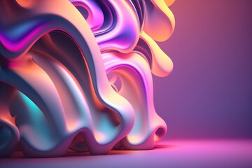 Obraz na płótnie Canvas Abstract 3d holographic gradient drop liquid. AI Generation