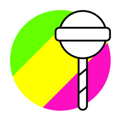 Candy lollipop icon. Simple line, outline in color circle of retro 90s style icons for ui and ux, website or mobile application on white background