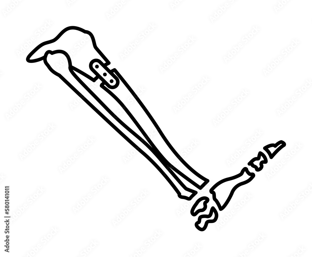 Poster leg fracture crack bone icon. simple line, outline elements of traumatology icons for ui and ux, web