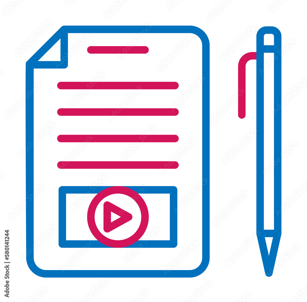Poster video production, edit script icon. element of 2 color video production icon. premium quality graphi